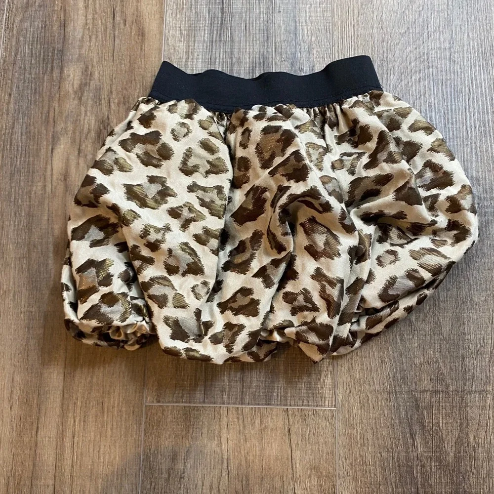 The Children's Place Girls Metallic Leopard Print Bubble Skirt Gold Size M 7/8